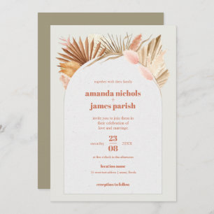 Save The Date Boho Chic Desert Mariage de feuillage séché et Pam