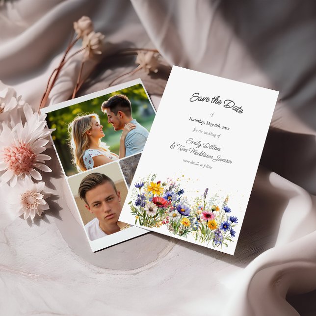 Save The Date Boho Chic Fleurs Sauvages Moderne 3 Photo (Créateur téléchargé)