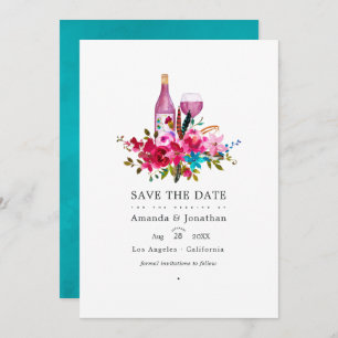 Save The Date Boho Chic Floral Vin Dégustation Mariage Photo