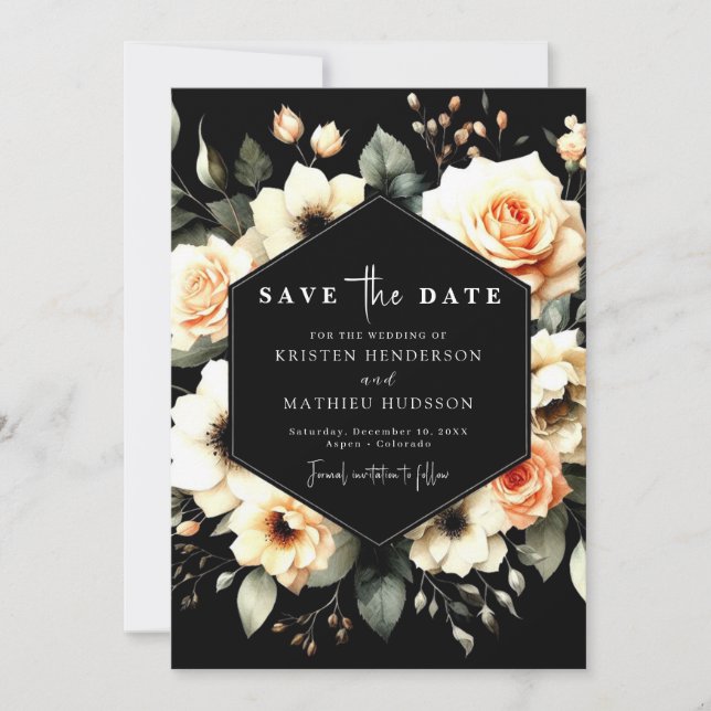 Save The Date Boho Chic Peach Mariage (Devant)