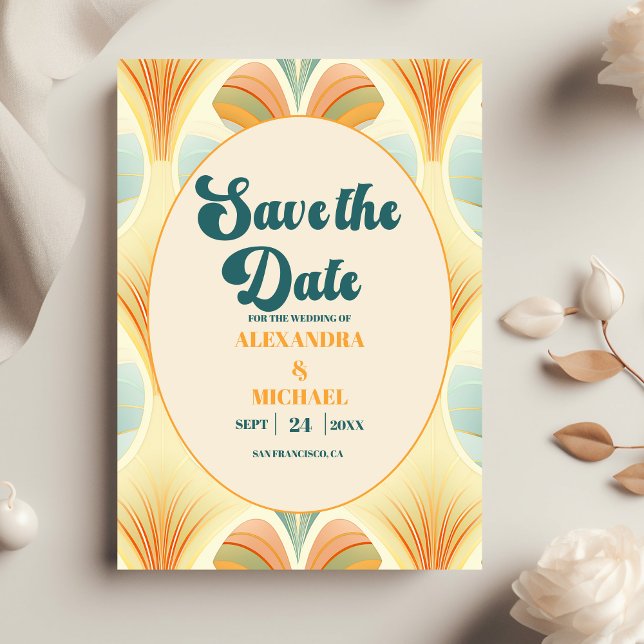 Save The Date Boho Chic Rétro Fleurs Mariage  (Créateur téléchargé)