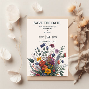 Save The Date Boho coloré Aquarelle Fleur sauvage Mariage