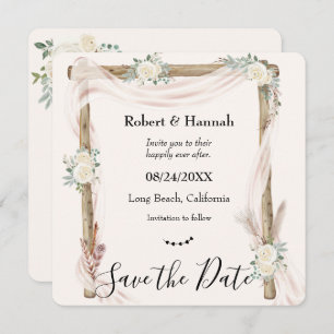 Save The Date Boho Cream Floral Mariage Arch Enregistrer la date