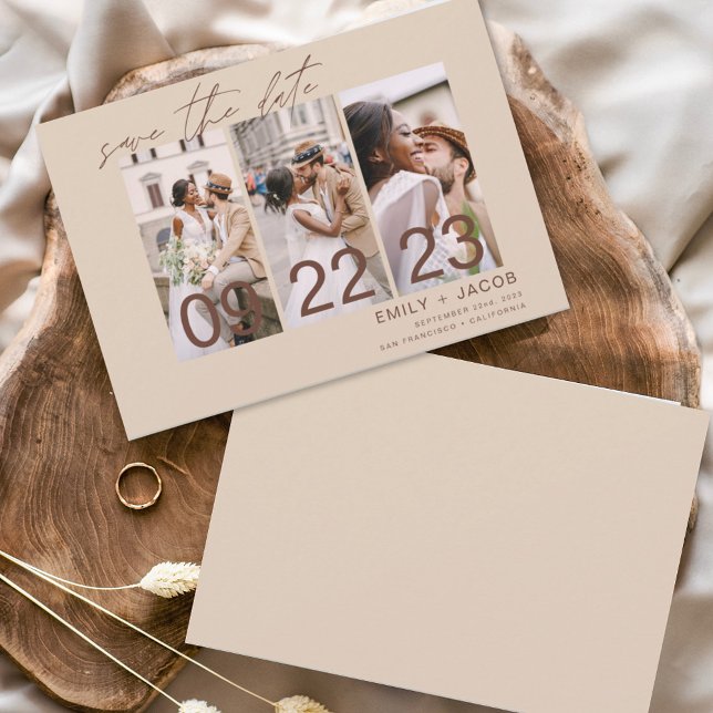 Save The Date Boho Date à Sauver 3 Photo Terre Cuite (Créateur téléchargé)