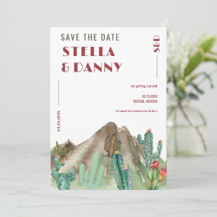 Save The Date Boho Desert Cactus Arizona Destination mariage