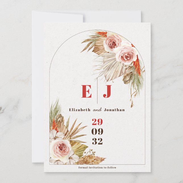 Save The Date Boho désert floral Tons de la Terre mariage (Devant)
