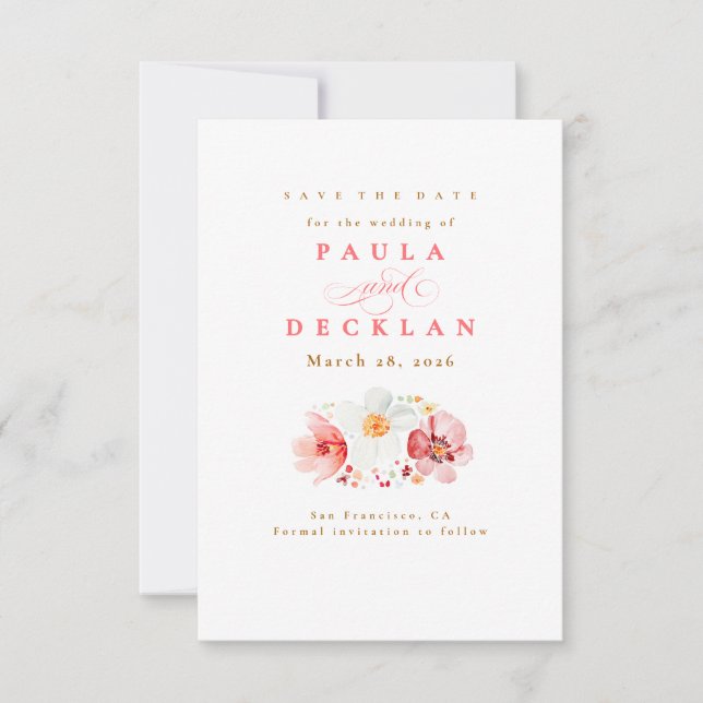 Save The Date Boho du Fleur sauvage d'aquarelle vierge Enregistr (Devant)