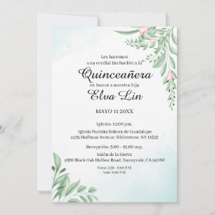 Save The Date Boho Dusty Blue Eucalyptus Quinceanera