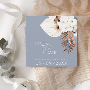 Save The Date Boho Dusty Blue Pampas Grass Mariage