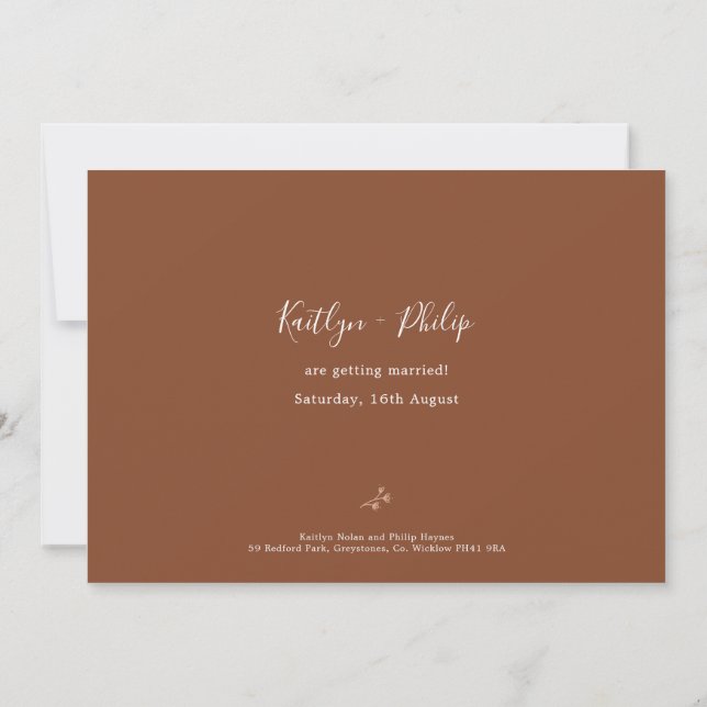 Save The Date Boho Earthy Botanical Élégant ivoire (Dos)
