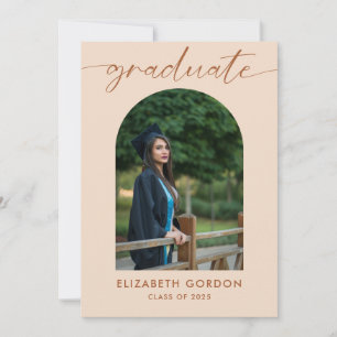 Save The Date Boho Earthy Trendy Script Arch Photo Graduation