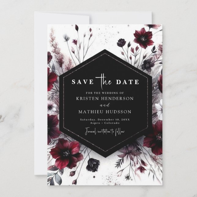 Save The Date Boho Elegant Mariage Bourgogne (Devant)