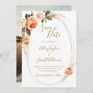 Save The Date Boho Fall Floral Photo Wedding Enregistrer la date