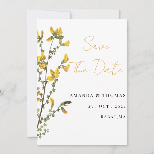 Save The Date Boho fleur sauvage aquarelle (Devant)