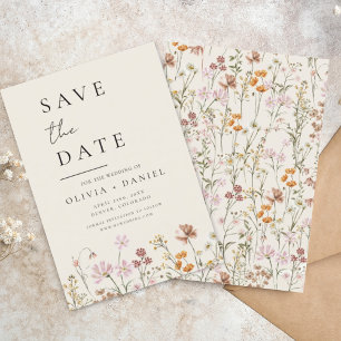 Save The Date Boho fleur sauvage beige Enregistrer la date Minim
