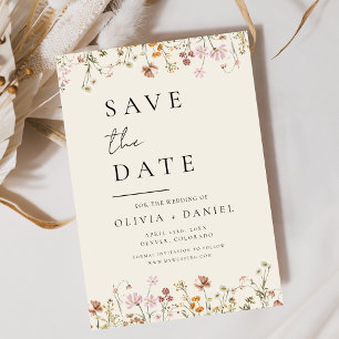 Save The Date Boho fleur sauvage beige Enregistrer la date Minim