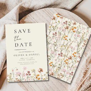 Save The Date Boho fleur sauvage beige Enregistrer la date Minim