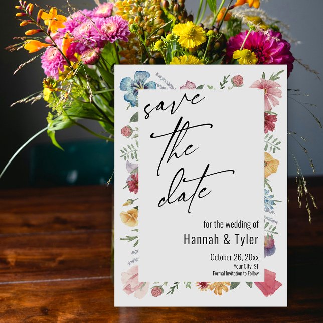 Save The Date Boho Fleur sauvage de prairie multicolore (Créateur téléchargé)