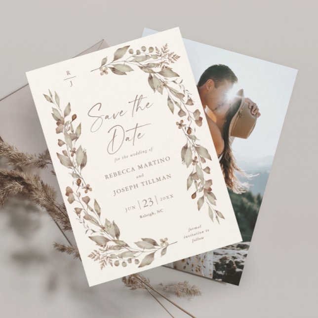 Save The Date Boho Fleur sauvage Elegant Floral Mariage Photo (Boho wildflower floral elegant ivory wedding photo save the date invitation.)