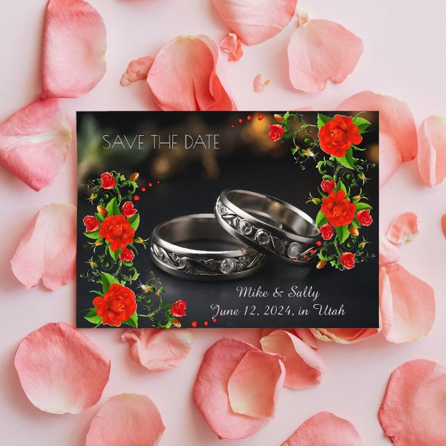 Save The Date Boho Fleurs Décoratives Mariage Rouge (boheme wedding, wedding plan, colours wedding, wildflower wedding, boho wedding, save the date rose)