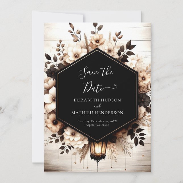 Save The Date Boho fleurs mariage rustique (Devant)