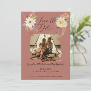 Save The Date BOHO Floral Fall Folid Aquarelle Terre photo