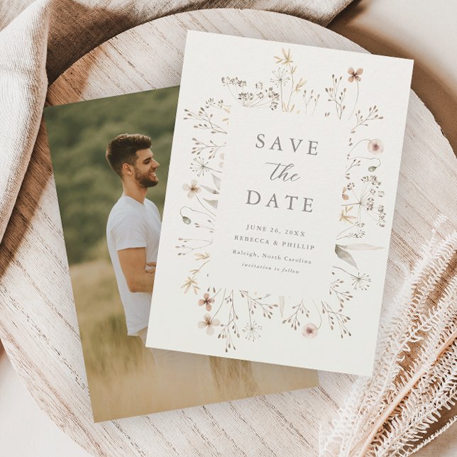 Save The Date Boho Floral Frame Wildflower Wedding (Créateur téléchargé)