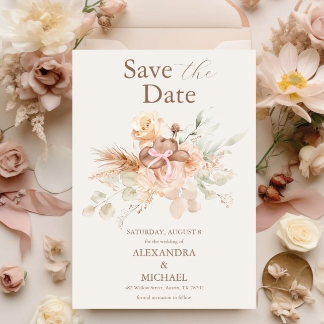 Save The Date Boho Floral Mariage occidental (Créateur téléchargé)