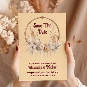 Save The Date Boho Floral Mariage occidental