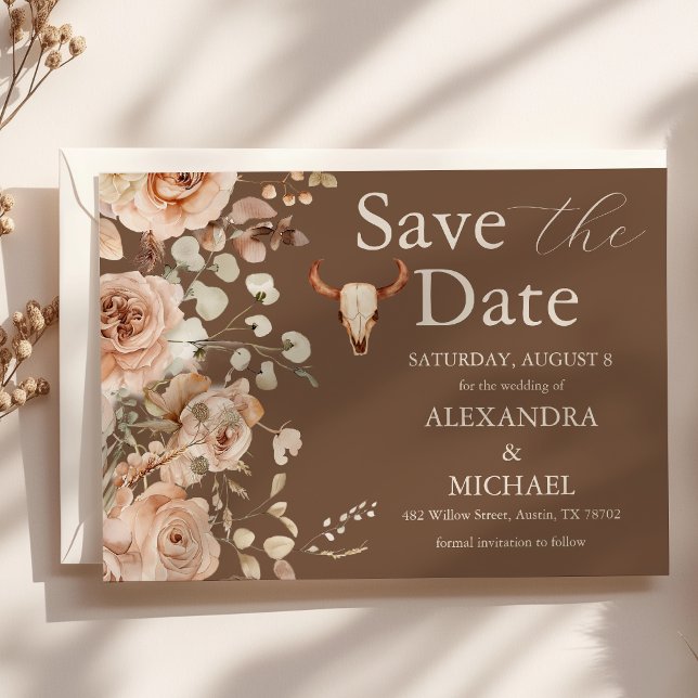 Save The Date Boho Floral Mariage Occidental Enregistrer La Date (Créateur téléchargé)