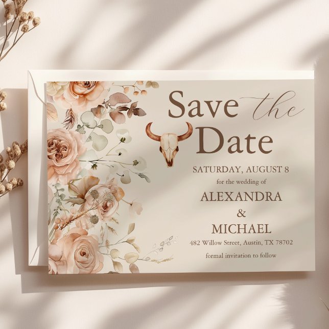 Save The Date Boho Floral Mariage Occidental Enregistrer La Date (Créateur téléchargé)