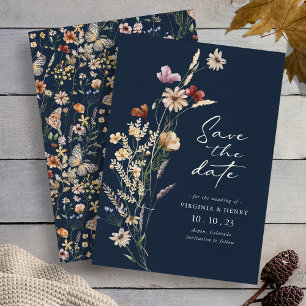 Save The Date Boho Floral Navy Enregistrer La Date