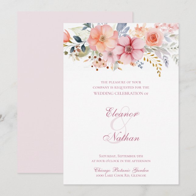Save The Date Boho Floral Printemps Mariage été (Devant / Derrière)