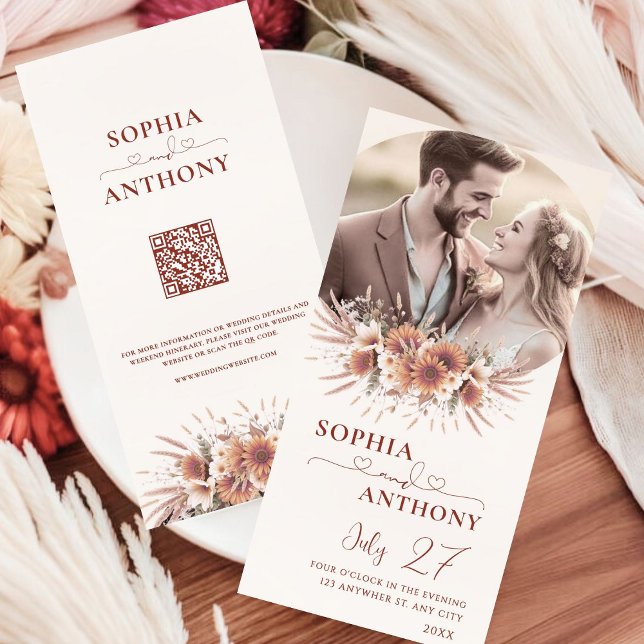 Save The Date Boho Floral QR Code photo (Créateur téléchargé)