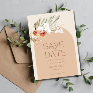 Save The Date Boho Floral Terracotta Mariage Enregistrer La Date