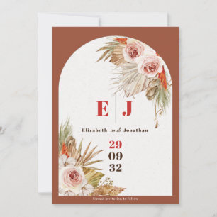 Save The Date Boho floral Terre tons terracotta photo mariage