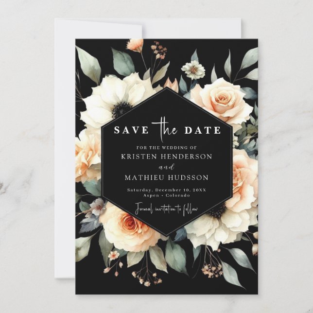 Save The Date Boho Flowers Peach Mariage (Devant)