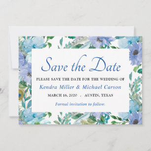 Save The Date Boho Gorgeous Sapphire Bleu Floral Enregistrer La
