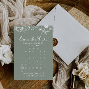 Save The Date Boho Green Floral Enregistrer le calendrier des da