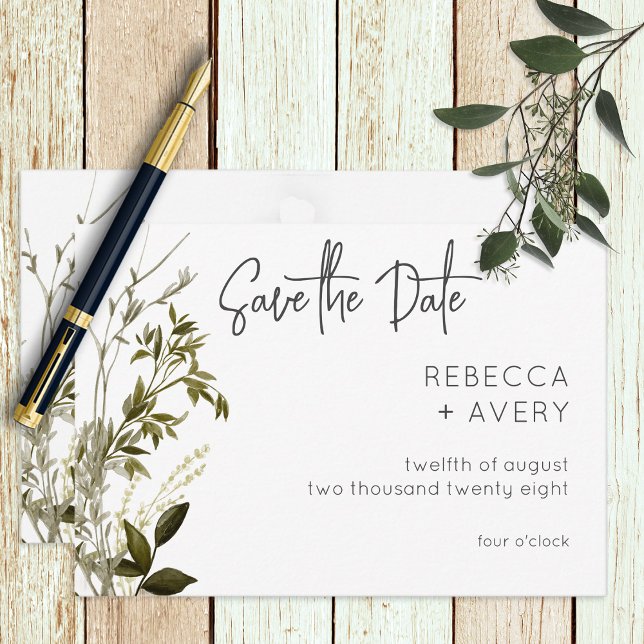 Save The Date Boho Green Mariage Floral moderne (Créateur téléchargé)