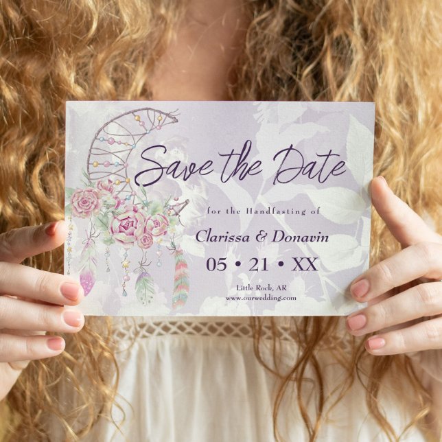 Save The Date Boho Handfasing Moon Phase Dreamcatcher (Créateur téléchargé)