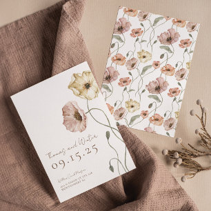 Save The Date Boho Islandais Aquarelle Islande Poppy Fleurs