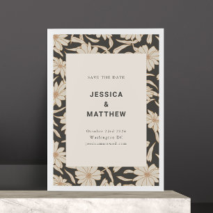 Save The Date Boho Ivory et Floral noir Moderne Mariage unique
