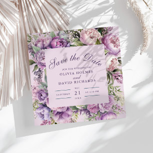 Save The Date Boho Lilac Fleurs Mariage Économisez la Date