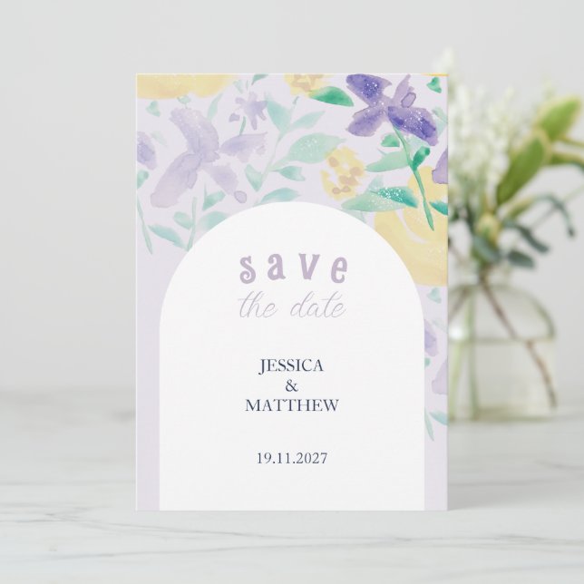 Save The Date Boho Lilac Mariage Floral (Debout devant)
