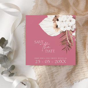 Save The Date Boho Magenta Rose Pampas Mariage en herbe