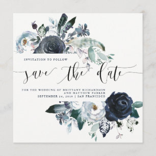 Save The Date Boho Marine Peony Wedding Enregistrer la date   Ph