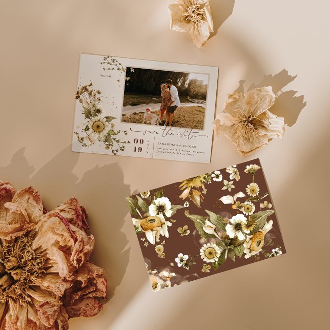Save The Date Boho Minimal Automne Photo Fleur sauvage Enregistr (Créateur téléchargé)