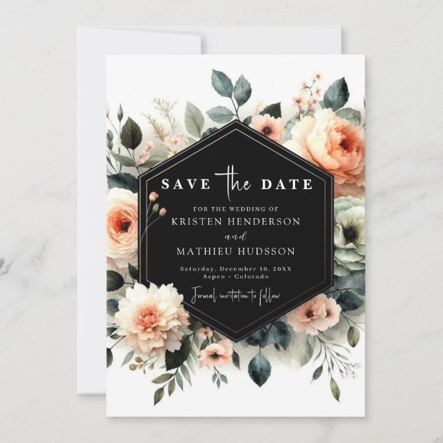 Save The Date Boho Minimal Peach Mariage (Devant)