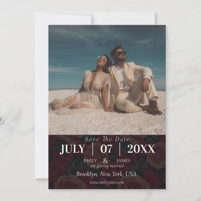 Save The Date Boho Minimal Rustic Rose Mariage d'automne (Devant)